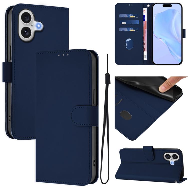 เคสโทรศัพท์หนังสีพื้นสัมผัสนุ่มพร้อมสายคล้อง สำหรับ iPhone 17 Pro, สำหรับ iPhone 17