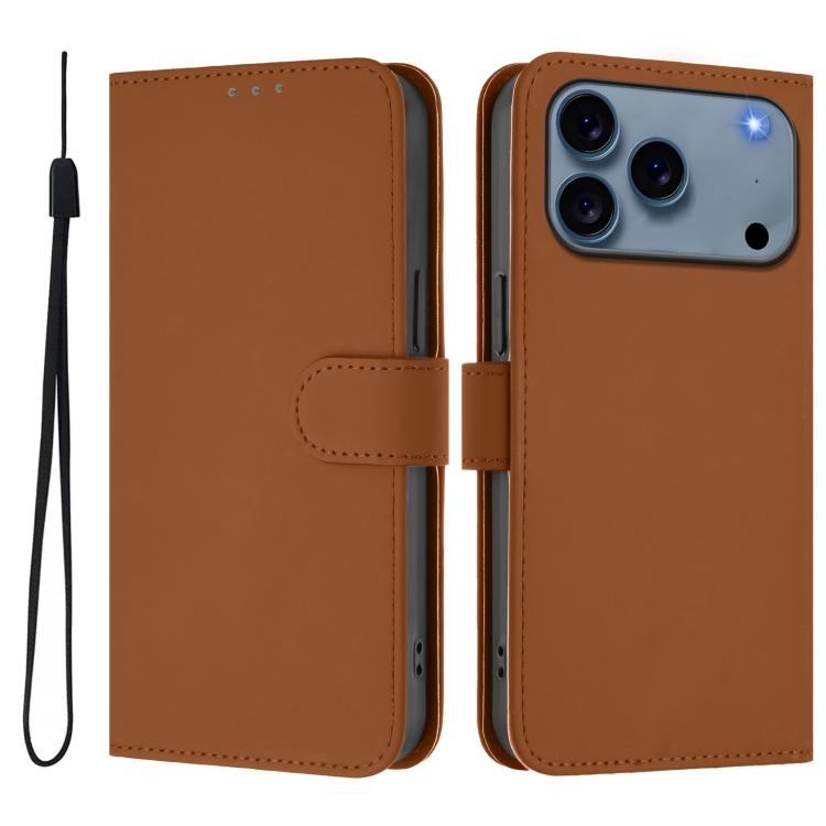 เคสโทรศัพท์หนังสีพื้นสัมผัสนุ่มพร้อมสายคล้อง สำหรับ iPhone 17e / 16e, สำหรับ iPhone 17 Pro Max