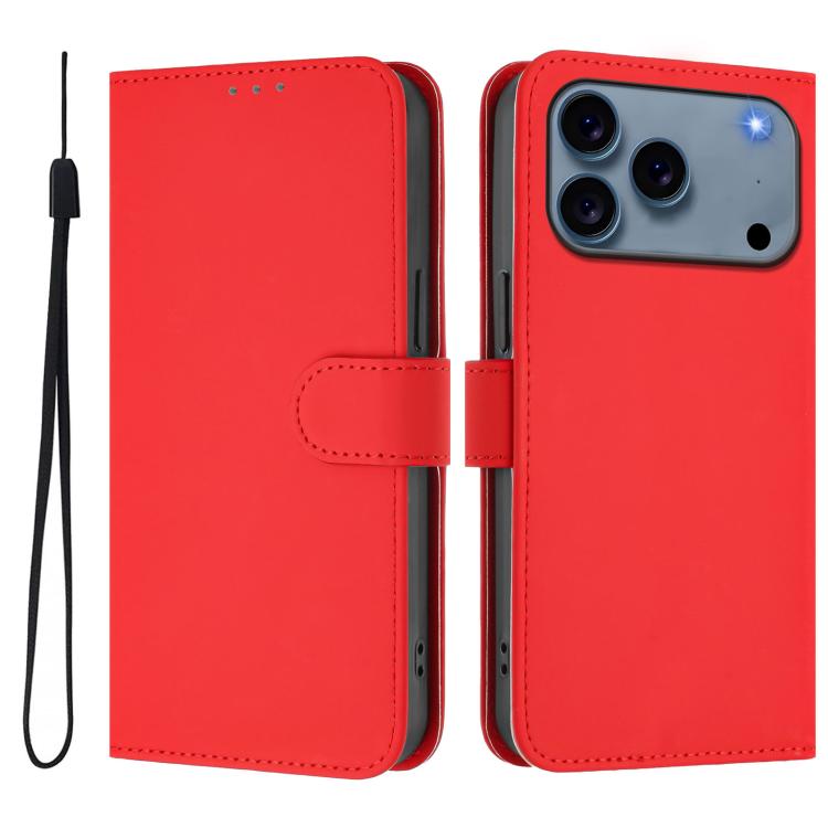 เคสโทรศัพท์หนังสีพื้นสัมผัสนุ่มพร้อมสายคล้อง สำหรับ iPhone 17e / 16e, สำหรับ iPhone 17 Pro Max