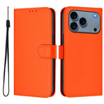 เคสโทรศัพท์หนังสีพื้นสัมผัสนุ่มพร้อมสายคล้อง สำหรับ iPhone 17e / 16e, สำหรับ iPhone 17 Pro Max