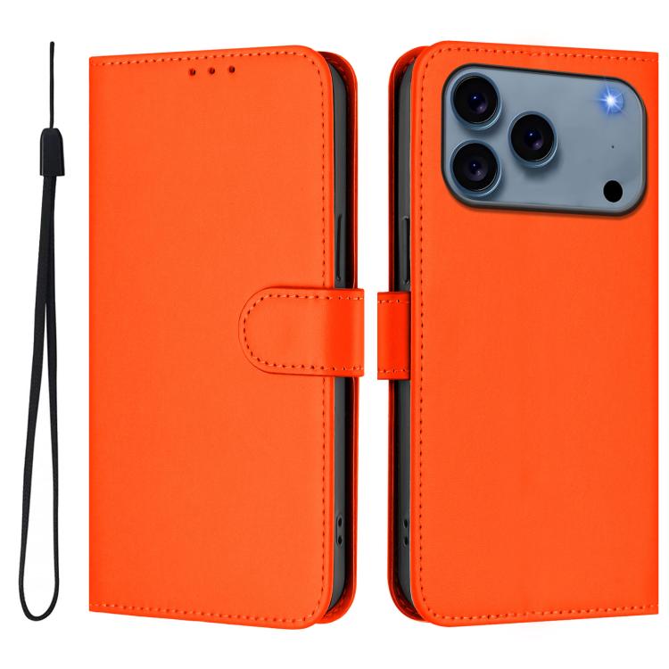 เคสโทรศัพท์หนังสีพื้นสัมผัสนุ่มพร้อมสายคล้อง สำหรับ iPhone 17e / 16e, สำหรับ iPhone 17 Pro Max