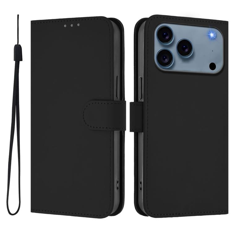 เคสโทรศัพท์หนังสีพื้นสัมผัสนุ่มพร้อมสายคล้อง สำหรับ iPhone 17e / 16e, สำหรับ iPhone 17 Pro Max