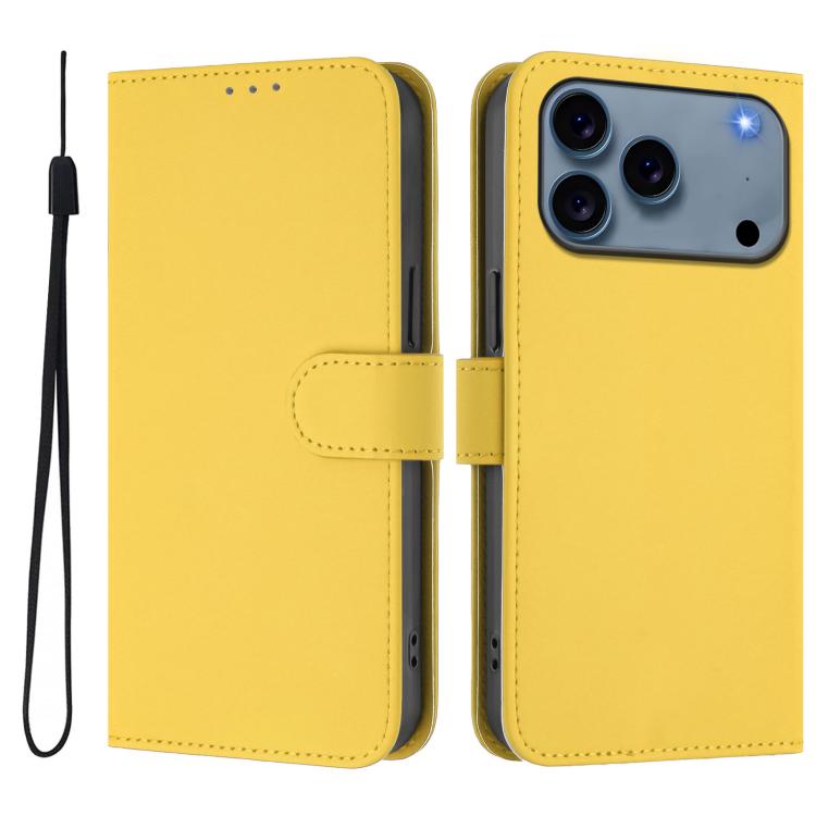เคสโทรศัพท์หนังสีพื้นสัมผัสนุ่มพร้อมสายคล้อง สำหรับ iPhone 17e / 16e, สำหรับ iPhone 17 Pro Max