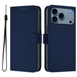 เคสโทรศัพท์หนังสีพื้นสัมผัสนุ่มพร้อมสายคล้อง สำหรับ iPhone 17e / 16e, สำหรับ iPhone 17 Pro Max