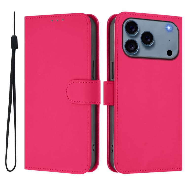 เคสโทรศัพท์หนังสีพื้นสัมผัสนุ่มพร้อมสายคล้อง สำหรับ iPhone 17e / 16e, สำหรับ iPhone 17 Pro Max