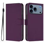 เคสโทรศัพท์หนังสีพื้นสัมผัสนุ่มพร้อมสายคล้อง สำหรับ iPhone 17e / 16e, สำหรับ iPhone 17 Pro Max