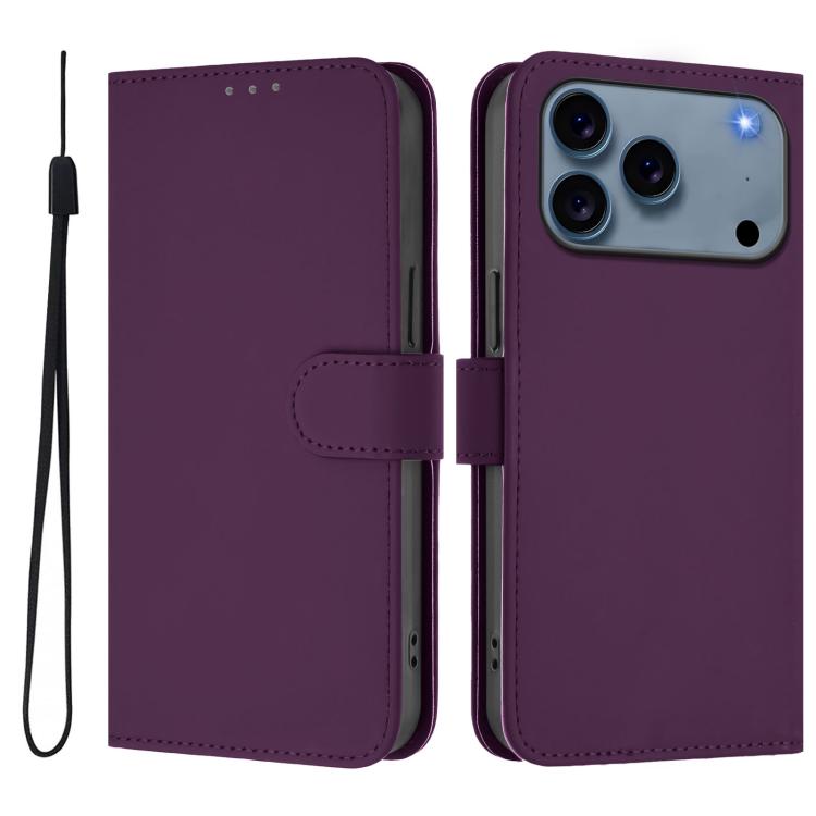 เคสโทรศัพท์หนังสีพื้นสัมผัสนุ่มพร้อมสายคล้อง สำหรับ iPhone 17e / 16e, สำหรับ iPhone 17 Pro Max