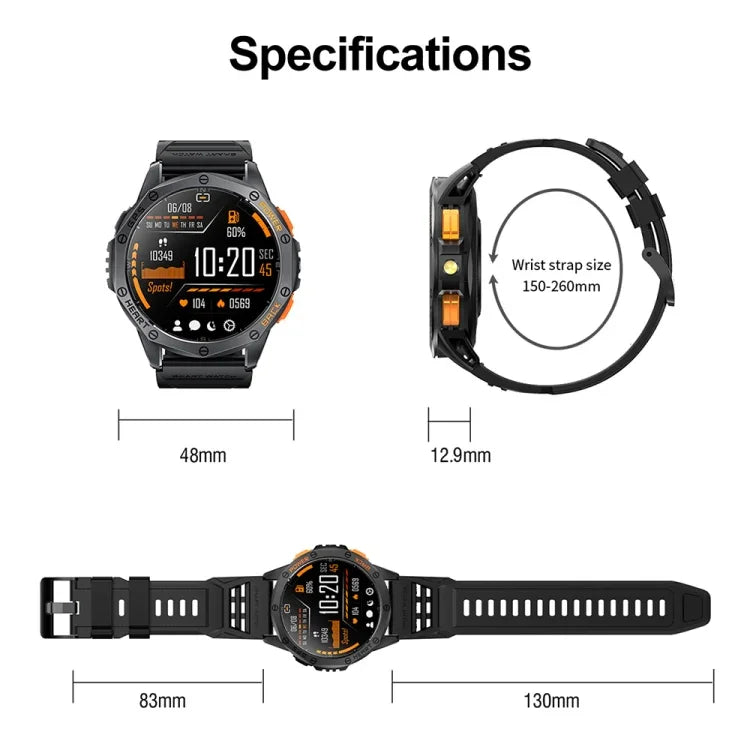 นาฬิกาอัจฉริยะ LEMFO K67 ขนาด 1.43 นิ้ว หน้าจอ AMOLED พร้อม GPS สำหรับกีฬา รองรับการโทรผ่านบลูทูธ / ตรวจสุขภาพ