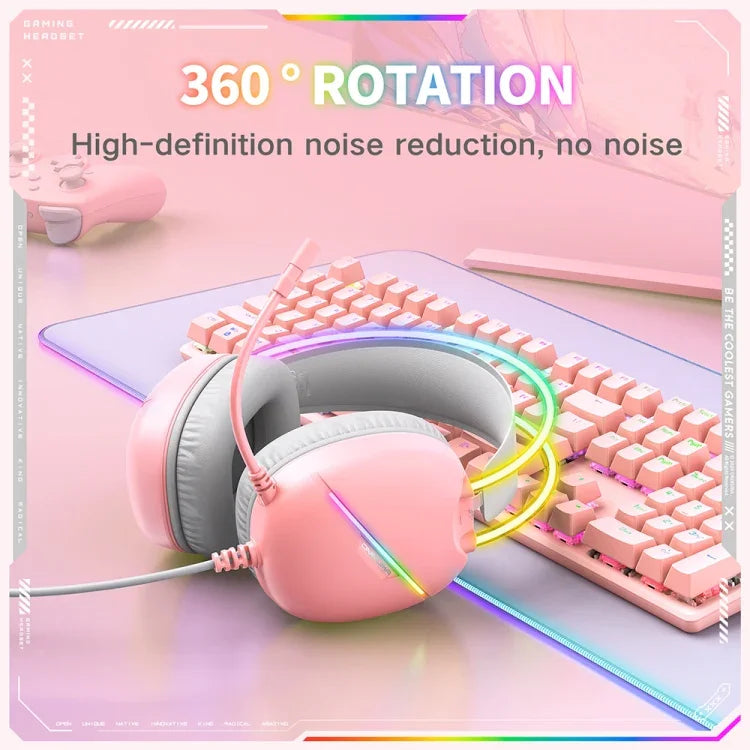 หูฟังเกม ONIKUMA X33 พร้อมไฟ RGB บนหัว สายยาว 2 ม., X33