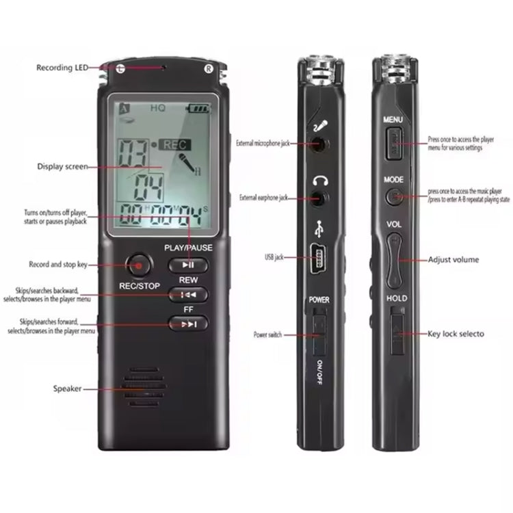 เครื่องบันทึกเสียงลดเสียงรบกวน HD อัจฉริยะ T60, เครื่องเล่น MP3, T60