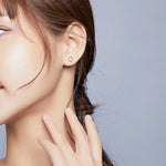ต่างหูรูปหัวใจแก้วเรียบง่ายเงินสเตอร์ลิง S925