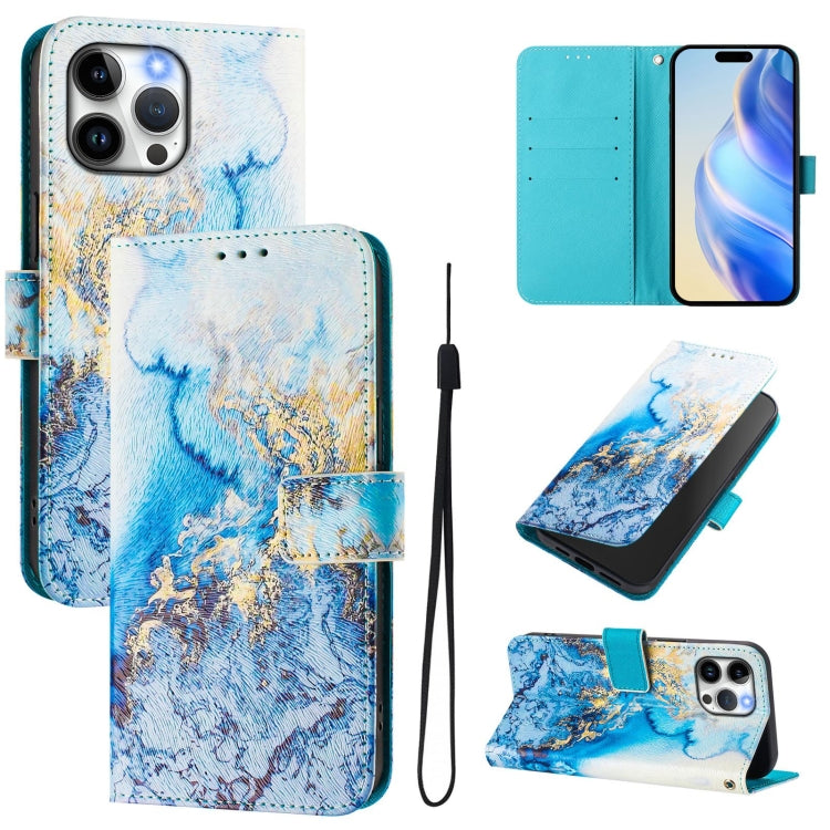 Art Colored Drawing Pattern Leather Phone Case, For iPhone 13 Pro