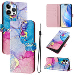 Art Colored Drawing Pattern Leather Phone Case, For iPhone 13 Pro