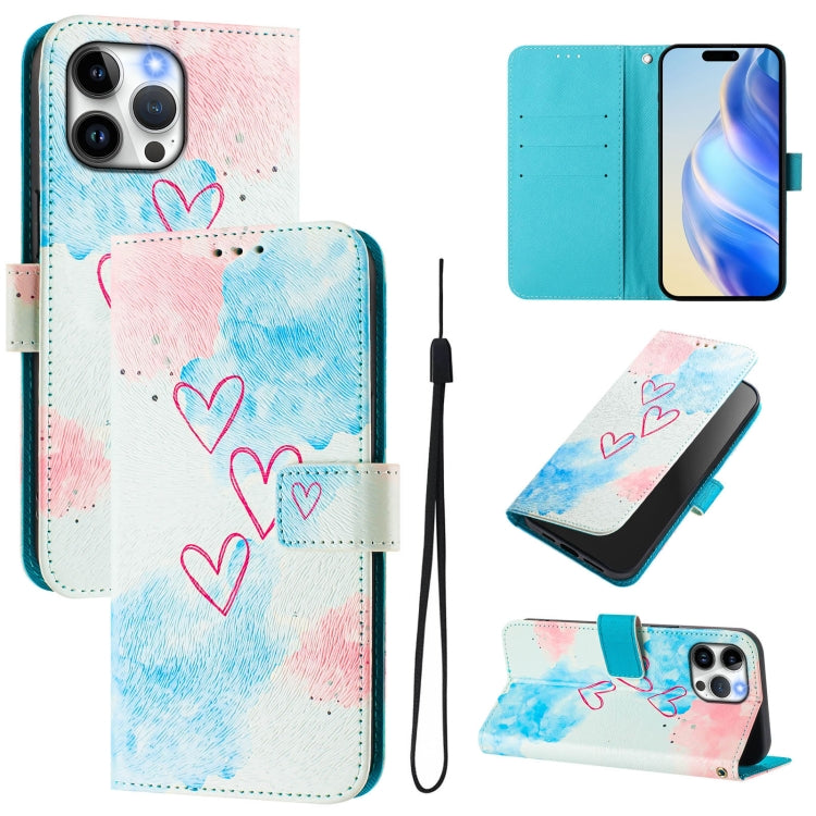 Art Colored Drawing Pattern Leather Phone Case, For iPhone 13 Pro