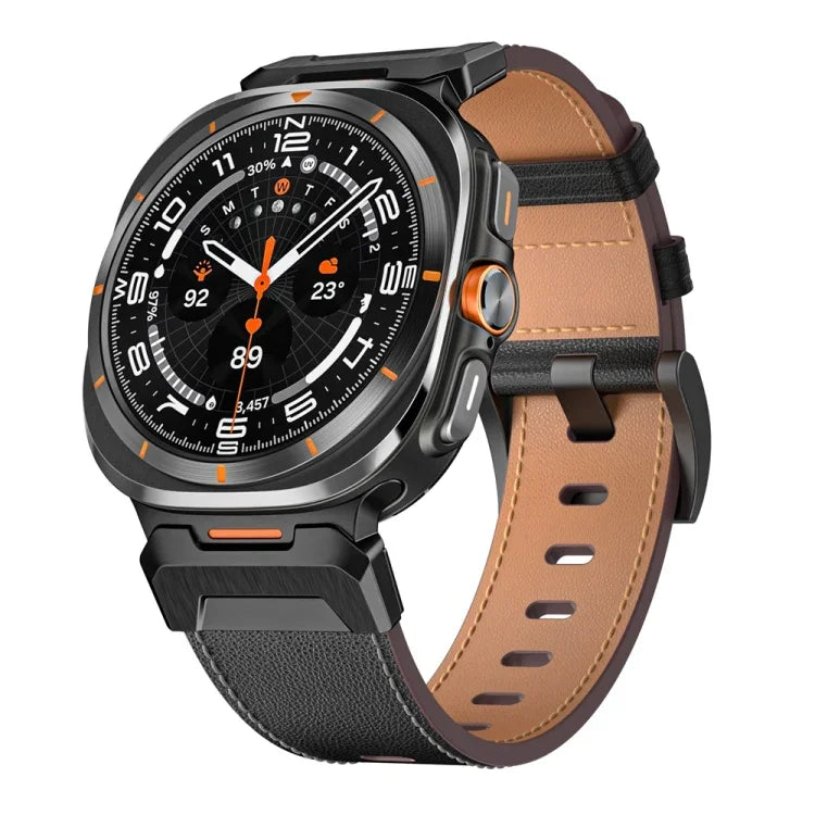 สายรัดนาฬิกาหนังสไตล์ Mecha สำหรับ Samsung Galaxy Watch Ultra 47 มม. / Ultra 2025