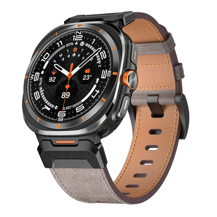 สายรัดนาฬิกาหนังสไตล์ Mecha สำหรับ Samsung Galaxy Watch Ultra 47 มม. / Ultra 2025