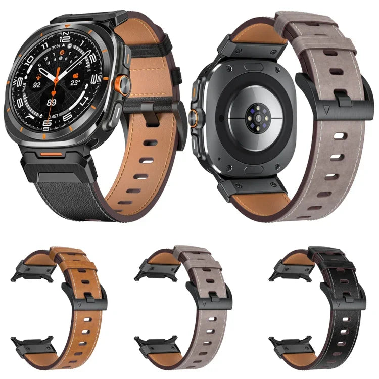 สายรัดนาฬิกาหนังสไตล์ Mecha สำหรับ Samsung Galaxy Watch Ultra 47 มม. / Ultra 2025