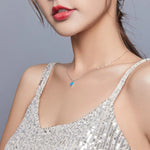 สร้อยคอผู้หญิงหัวใจสีน้ำเงินเข้มเงินสเตอร์ลิง S925