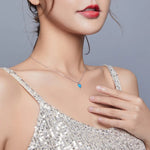 สร้อยคอผู้หญิงหัวใจสีน้ำเงินเข้มเงินสเตอร์ลิง S925
