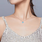 สร้อยคอผู้หญิงหัวใจสีน้ำเงินเข้มเงินสเตอร์ลิง S925