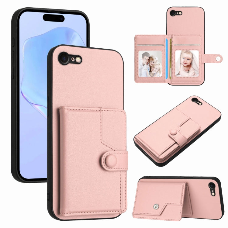 เคสโทรศัพท์กันขโมยแบบกระเป๋าใส่บัตรพร้อมปุ่มและ RFID สำหรับ iPhone SE 2022 / 2020, สำหรับ iPhone 13 Pro Max, สำหรับ iPhone 13 Pro, สำหรับ iPhone 13, สำหรับ iPhone 13 mini, สำหรับ iPhone 12, สำหรับ iPhone 12 Pro Max, สำหรับ iPhone 12 Pro