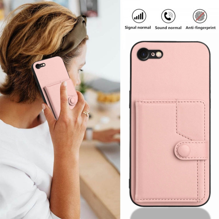เคสโทรศัพท์กันขโมยแบบกระเป๋าใส่บัตรพร้อมปุ่มและ RFID สำหรับ iPhone SE 2022 / 2020, สำหรับ iPhone 13 Pro Max, สำหรับ iPhone 13 Pro, สำหรับ iPhone 13, สำหรับ iPhone 13 mini, สำหรับ iPhone 12, สำหรับ iPhone 12 Pro Max, สำหรับ iPhone 12 Pro