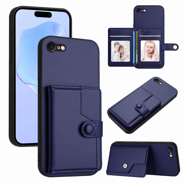 เคสโทรศัพท์กันขโมยแบบกระเป๋าใส่บัตรพร้อมปุ่มและ RFID สำหรับ iPhone SE 2022 / 2020, สำหรับ iPhone 13 Pro Max, สำหรับ iPhone 13 Pro, สำหรับ iPhone 13, สำหรับ iPhone 13 mini, สำหรับ iPhone 12, สำหรับ iPhone 12 Pro Max, สำหรับ iPhone 12 Pro