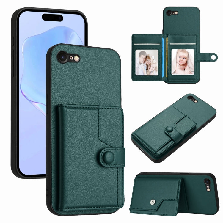 เคสโทรศัพท์กันขโมยแบบกระเป๋าใส่บัตรพร้อมปุ่มและ RFID สำหรับ iPhone SE 2022 / 2020, สำหรับ iPhone 13 Pro Max, สำหรับ iPhone 13 Pro, สำหรับ iPhone 13, สำหรับ iPhone 13 mini, สำหรับ iPhone 12, สำหรับ iPhone 12 Pro Max, สำหรับ iPhone 12 Pro
