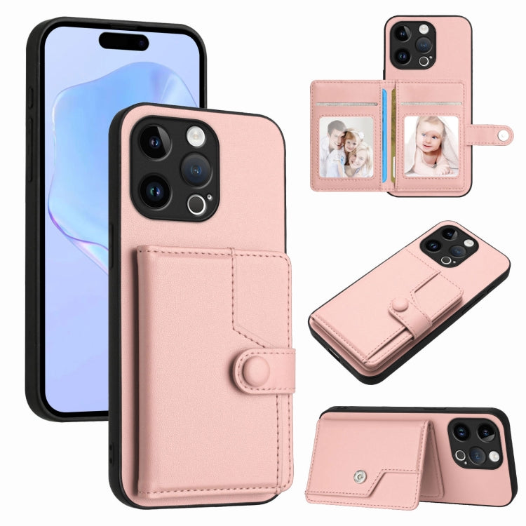 เคสโทรศัพท์กันขโมยแบบกระเป๋าใส่บัตรพร้อมปุ่มและ RFID สำหรับ iPhone SE 2022 / 2020, สำหรับ iPhone 13 Pro Max, สำหรับ iPhone 13 Pro, สำหรับ iPhone 13, สำหรับ iPhone 13 mini, สำหรับ iPhone 12, สำหรับ iPhone 12 Pro Max, สำหรับ iPhone 12 Pro