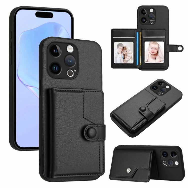 เคสโทรศัพท์กันขโมยแบบกระเป๋าใส่บัตรพร้อมปุ่มและ RFID สำหรับ iPhone SE 2022 / 2020, สำหรับ iPhone 13 Pro Max, สำหรับ iPhone 13 Pro, สำหรับ iPhone 13, สำหรับ iPhone 13 mini, สำหรับ iPhone 12, สำหรับ iPhone 12 Pro Max, สำหรับ iPhone 12 Pro