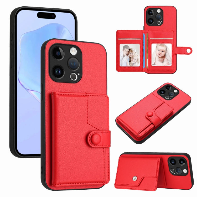 เคสโทรศัพท์กันขโมยแบบกระเป๋าใส่บัตรพร้อมปุ่มและ RFID สำหรับ iPhone SE 2022 / 2020, สำหรับ iPhone 13 Pro Max, สำหรับ iPhone 13 Pro, สำหรับ iPhone 13, สำหรับ iPhone 13 mini, สำหรับ iPhone 12, สำหรับ iPhone 12 Pro Max, สำหรับ iPhone 12 Pro