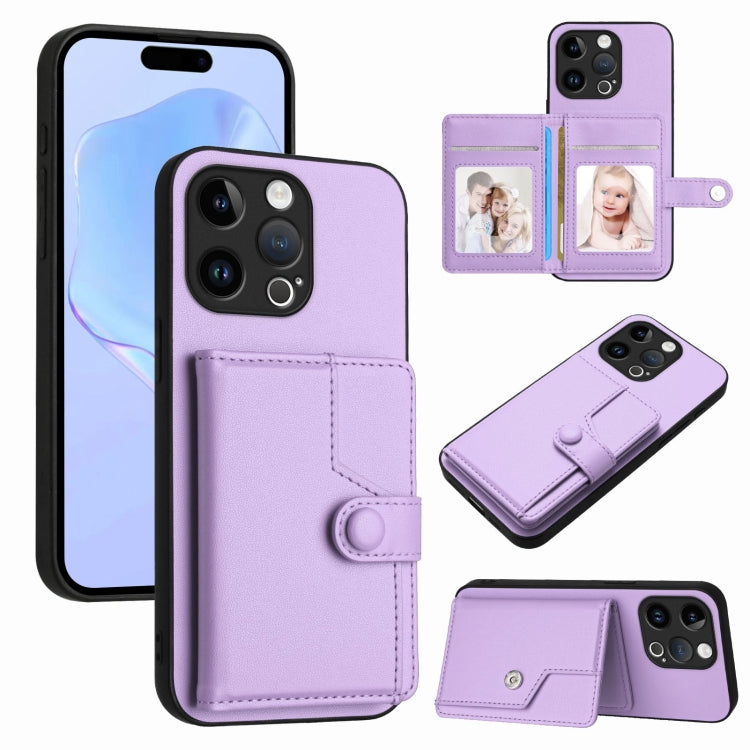 เคสโทรศัพท์กันขโมยแบบกระเป๋าใส่บัตรพร้อมปุ่มและ RFID สำหรับ iPhone SE 2022 / 2020, สำหรับ iPhone 13 Pro Max, สำหรับ iPhone 13 Pro, สำหรับ iPhone 13, สำหรับ iPhone 13 mini, สำหรับ iPhone 12, สำหรับ iPhone 12 Pro Max, สำหรับ iPhone 12 Pro