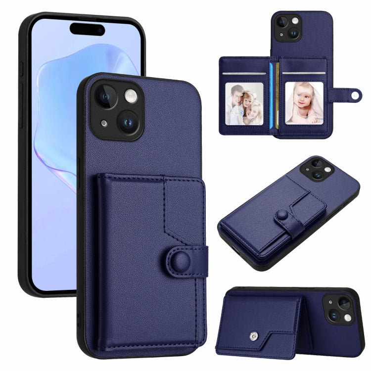 เคสโทรศัพท์กันขโมยแบบกระเป๋าใส่บัตรพร้อมปุ่มและ RFID สำหรับ iPhone SE 2022 / 2020, สำหรับ iPhone 13 Pro Max, สำหรับ iPhone 13 Pro, สำหรับ iPhone 13, สำหรับ iPhone 13 mini, สำหรับ iPhone 12, สำหรับ iPhone 12 Pro Max, สำหรับ iPhone 12 Pro