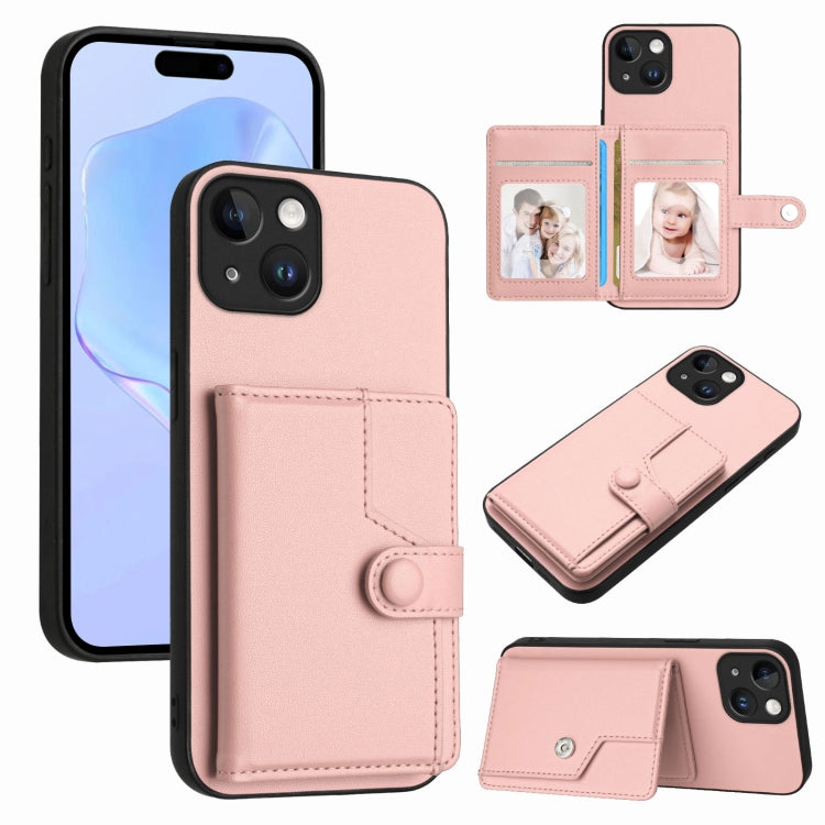 เคสโทรศัพท์กันขโมยแบบกระเป๋าใส่บัตรพร้อมปุ่มและ RFID สำหรับ iPhone SE 2022 / 2020, สำหรับ iPhone 13 Pro Max, สำหรับ iPhone 13 Pro, สำหรับ iPhone 13, สำหรับ iPhone 13 mini, สำหรับ iPhone 12, สำหรับ iPhone 12 Pro Max, สำหรับ iPhone 12 Pro