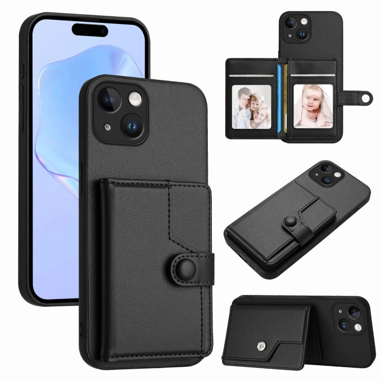 เคสโทรศัพท์กันขโมยแบบกระเป๋าใส่บัตรพร้อมปุ่มและ RFID สำหรับ iPhone SE 2022 / 2020, สำหรับ iPhone 13 Pro Max, สำหรับ iPhone 13 Pro, สำหรับ iPhone 13, สำหรับ iPhone 13 mini, สำหรับ iPhone 12, สำหรับ iPhone 12 Pro Max, สำหรับ iPhone 12 Pro