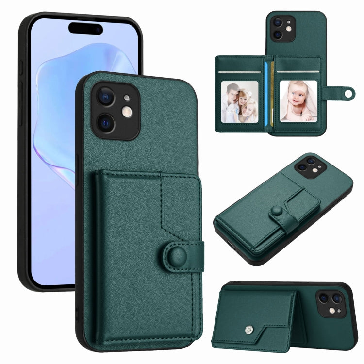 เคสโทรศัพท์กันขโมยแบบกระเป๋าใส่บัตรพร้อมปุ่มและ RFID สำหรับ iPhone SE 2022 / 2020, สำหรับ iPhone 13 Pro Max, สำหรับ iPhone 13 Pro, สำหรับ iPhone 13, สำหรับ iPhone 13 mini, สำหรับ iPhone 12, สำหรับ iPhone 12 Pro Max, สำหรับ iPhone 12 Pro