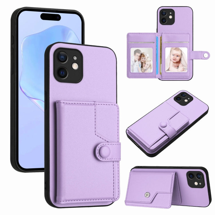 เคสโทรศัพท์กันขโมยแบบกระเป๋าใส่บัตรพร้อมปุ่มและ RFID สำหรับ iPhone SE 2022 / 2020, สำหรับ iPhone 13 Pro Max, สำหรับ iPhone 13 Pro, สำหรับ iPhone 13, สำหรับ iPhone 13 mini, สำหรับ iPhone 12, สำหรับ iPhone 12 Pro Max, สำหรับ iPhone 12 Pro