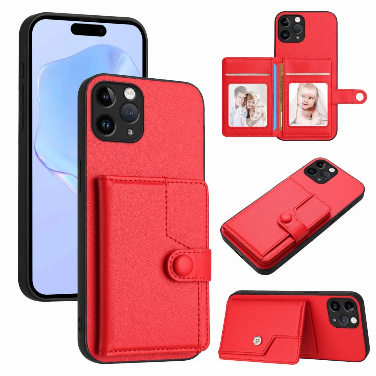 เคสโทรศัพท์กันขโมยแบบกระเป๋าใส่บัตรพร้อมปุ่มและ RFID สำหรับ iPhone 12 mini, สำหรับ iPhone 11 Pro Max, สำหรับ iPhone 11, สำหรับ iPhone 11 Pro, สำหรับ iPhone XS / X, สำหรับ iPhone XR, สำหรับ iPhone XS Max, สำหรับ iPhone 8 Plus / 7 Plus