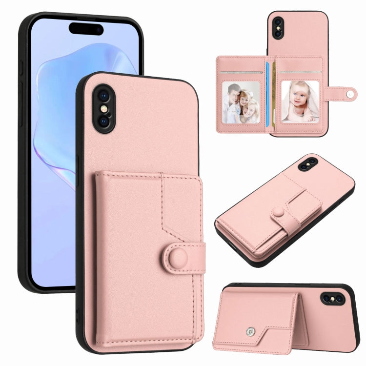เคสโทรศัพท์กันขโมยแบบกระเป๋าใส่บัตรพร้อมปุ่มและ RFID สำหรับ iPhone 12 mini, สำหรับ iPhone 11 Pro Max, สำหรับ iPhone 11, สำหรับ iPhone 11 Pro, สำหรับ iPhone XS / X, สำหรับ iPhone XR, สำหรับ iPhone XS Max, สำหรับ iPhone 8 Plus / 7 Plus