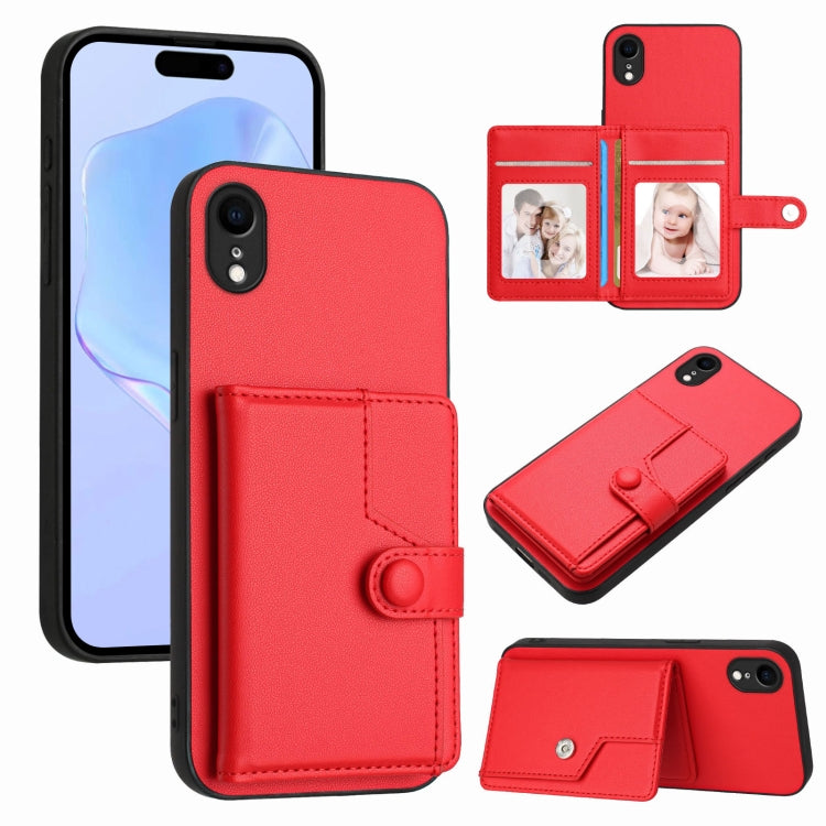 เคสโทรศัพท์กันขโมยแบบกระเป๋าใส่บัตรพร้อมปุ่มและ RFID สำหรับ iPhone 12 mini, สำหรับ iPhone 11 Pro Max, สำหรับ iPhone 11, สำหรับ iPhone 11 Pro, สำหรับ iPhone XS / X, สำหรับ iPhone XR, สำหรับ iPhone XS Max, สำหรับ iPhone 8 Plus / 7 Plus