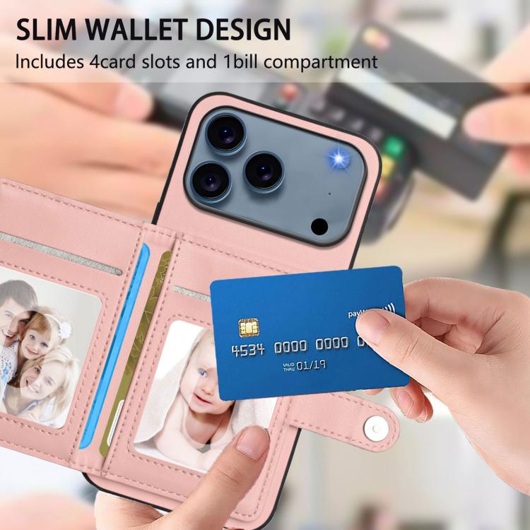 เคสโทรศัพท์กันขโมยแบบกระเป๋าใส่บัตรพร้อมปุ่มและ RFID สำหรับ iPhone 17 Pro Max, สำหรับ iPhone 17 Pro, สำหรับ iPhone 17, สำหรับ iPhone Air, สำหรับ iPhone 16 Pro Max, สำหรับ iPhone 16 Pro, สำหรับ iPhone 16 Plus, สำหรับ iPhone 16