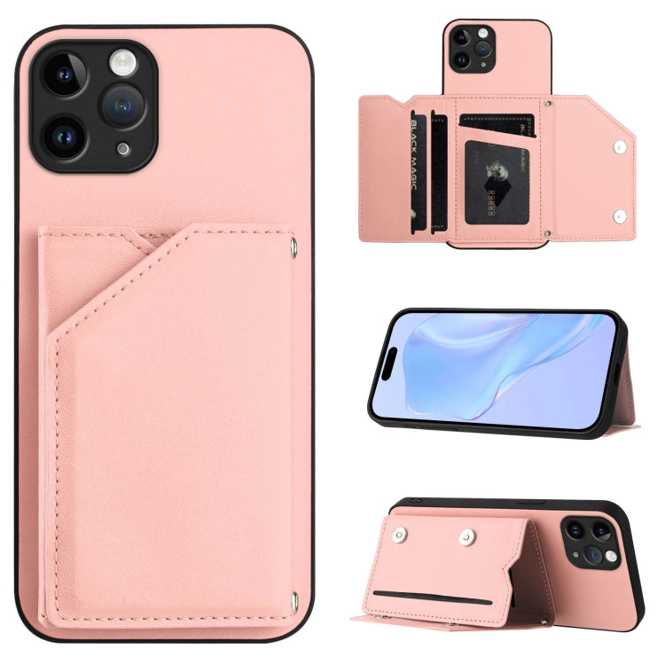 เคสโทรศัพท์สัมผัสผิวสกินพร้อมช่องใส่บัตรสี่ช่องและสายรัดข้อมือ สำหรับ iPhone 12 mini, สำหรับ iPhone 11 Pro Max, สำหรับ iPhone 11, สำหรับ iPhone 11 Pro, สำหรับ iPhone X / XS, สำหรับ iPhone XR, สำหรับ iPhone XS Max, สำหรับ iPhone 7 Plus / 8 Plus