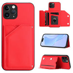 เคสโทรศัพท์สัมผัสผิวสกินพร้อมช่องใส่บัตรสี่ช่องและสายรัดข้อมือ สำหรับ iPhone 12 mini, สำหรับ iPhone 11 Pro Max, สำหรับ iPhone 11, สำหรับ iPhone 11 Pro, สำหรับ iPhone X / XS, สำหรับ iPhone XR, สำหรับ iPhone XS Max, สำหรับ iPhone 7 Plus / 8 Plus