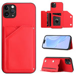 เคสโทรศัพท์สัมผัสผิวสกินพร้อมช่องใส่บัตรสี่ช่องและสายรัดข้อมือ สำหรับ iPhone 12 mini, สำหรับ iPhone 11 Pro Max, สำหรับ iPhone 11, สำหรับ iPhone 11 Pro, สำหรับ iPhone X / XS, สำหรับ iPhone XR, สำหรับ iPhone XS Max, สำหรับ iPhone 7 Plus / 8 Plus