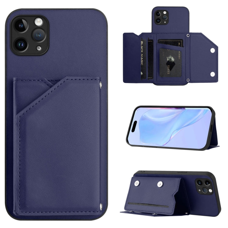 เคสโทรศัพท์สัมผัสผิวสกินพร้อมช่องใส่บัตรสี่ช่องและสายรัดข้อมือ สำหรับ iPhone 12 mini, สำหรับ iPhone 11 Pro Max, สำหรับ iPhone 11, สำหรับ iPhone 11 Pro, สำหรับ iPhone X / XS, สำหรับ iPhone XR, สำหรับ iPhone XS Max, สำหรับ iPhone 7 Plus / 8 Plus