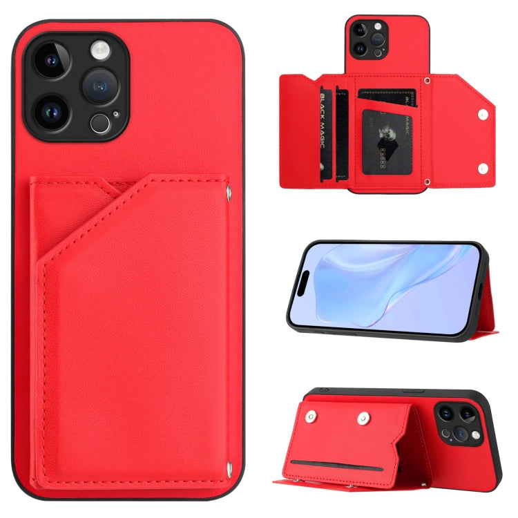 เคสโทรศัพท์สัมผัสผิวสกินพร้อมช่องใส่บัตรสี่ช่องและสายรัดข้อมือ สำหรับ iPhone 7 / 8 / SE 2020 2022, สำหรับ iPhone 13 Pro Max, สำหรับ iPhone 13 Pro, สำหรับ iPhone 13, สำหรับ iPhone 13 mini, สำหรับ iPhone 12, สำหรับ iPhone 12 Pro Max, สำหรับ iPhone 12 Pro