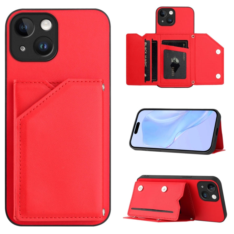 เคสโทรศัพท์สัมผัสผิวสกินพร้อมช่องใส่บัตรสี่ช่องและสายรัดข้อมือ สำหรับ iPhone 7 / 8 / SE 2020 2022, สำหรับ iPhone 13 Pro Max, สำหรับ iPhone 13 Pro, สำหรับ iPhone 13, สำหรับ iPhone 13 mini, สำหรับ iPhone 12, สำหรับ iPhone 12 Pro Max, สำหรับ iPhone 12 Pro