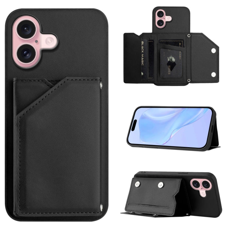 เคสโทรศัพท์สัมผัสผิวสกินพร้อมช่องใส่บัตรสี่ช่องและสายรัดข้อมือ สำหรับ iPhone 17 Pro Max, สำหรับ iPhone 17 Pro, สำหรับ iPhone 17, สำหรับ iPhone Air, สำหรับ iPhone 16 Pro Max, สำหรับ iPhone 16 Pro, สำหรับ iPhone 16 Plus, สำหรับ iPhone 16