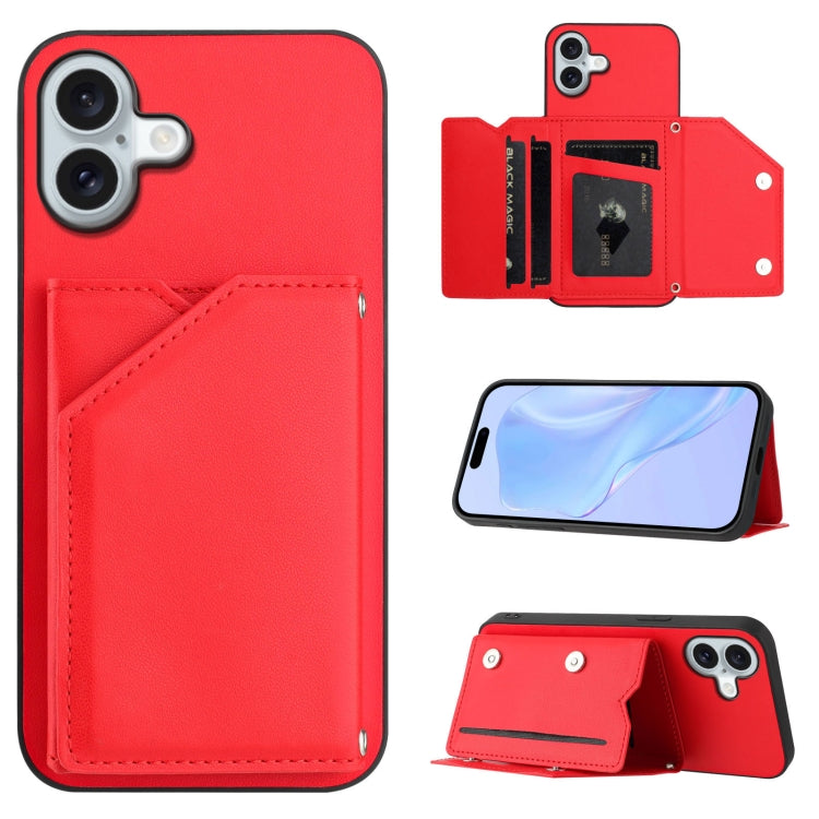 เคสโทรศัพท์สัมผัสผิวสกินพร้อมช่องใส่บัตรสี่ช่องและสายรัดข้อมือ สำหรับ iPhone 17 Pro Max, สำหรับ iPhone 17 Pro, สำหรับ iPhone 17, สำหรับ iPhone Air, สำหรับ iPhone 16 Pro Max, สำหรับ iPhone 16 Pro, สำหรับ iPhone 16 Plus, สำหรับ iPhone 16