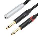 สายเสียง Y-type ตัวเมียสเตอริโอ 6.35 มม. 1/4 TRS เป็นตัวผู้คู่ 6.35 มม. F ถึง 2 x M